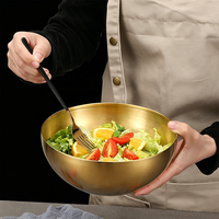 Grand saladier en acier inoxydable brossé, style coréen, pour nouilles froides, ramen, bibimbap, idéal pour la cuisine domestique