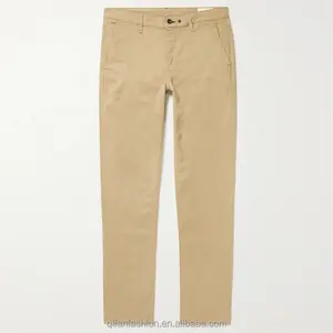 Custom Khaki Slim Fit Stretch Cotton Twill Chino Pants For Men