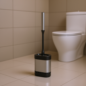 Ensemble de brosse de toilette MetalTex Cleany 2 pièces en acier inoxydable avec support, outil de nettoyage de salle de bain - Product Image 3