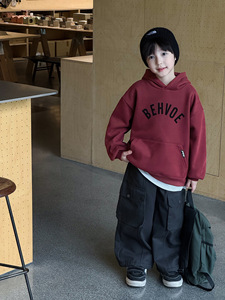 Haut pour bébé garçon, style coréen, doublé polaire, en coton, avec impression de lettres, nouvelle collection hiver 2025, passe-partout - Product Image 5