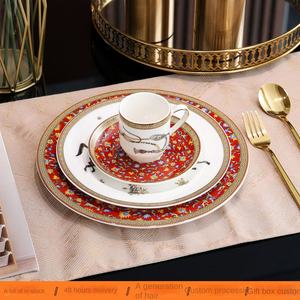 Assiette à vaisselle en céramique de style européen H assiette de nourriture occidentale tasse à café <span class=keywords><strong>et</strong></span> soucoupe assiette à steak fleur cassée - Product Image 2