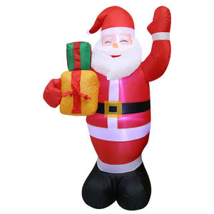 Père Noël et pingouin gonflables avec cadeau en traîneau tiré par 2 lumières de renne décoration de fête pour la cour extérieure de jardin de maison - Product Image 5