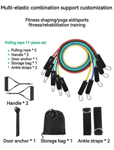 Customize 11 Pcs 150lbs Pull Rope Stretch Resistance Bands Set Fitness Tube For Home Gym Yoga Pilates Abs Exercise