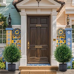 Cyprès Artificiel Résistant Au Soleil Intérieur Et Extérieur Décoratif Faux Verdure Pot Plante En Plastique Paysage Ornement - Product Image 5