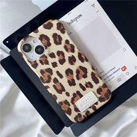 Funda de teléfono de cuero con estampado de leopardo japonés y coreano Tschick adecuada para iPhone 16 15 14 13 Pro Max Plus cordón