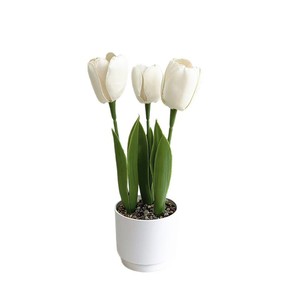 Plante artificielle en pot Paulon, tulipe rose de 24 cm de haut, fleur en plastique pour la décoration de la maison, de la table de mariage - Product Image 4