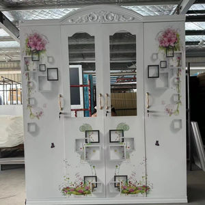 Bedrukte Kledingkast Met Spiegel Stalen Frame Slaapkamer Ontwerp Knock-Down Kast Fancy Meubels Almirah Godrej <span class=keywords><strong>4</strong></span> Schuifdeurkast - Product Image 1