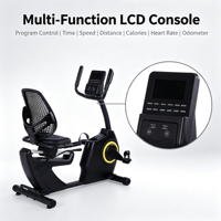 Vélo d'exercice inclinable à commande programmable, 4,5 kg, transmission par courroie, écran LCD, fréquence cardiaque, calories, siège rembourré, pour la maison
