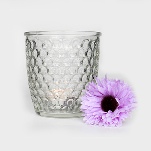 Pot de bougie de bénédiction en verre rond de haute qualité avec motif rhombique décoratif pour la décoration - Product Image 6