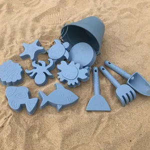 2022 Customized Summer Toys Bucket New Popular Round Shape Plastic Beach Bucket sand bucket Silicone Beach toy beach & sand toys
