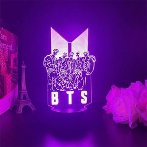Veilleuse USB en acrylique avec logo photo du groupe BTS Bangtan Boys, merchandising pour fans, impression sérigraphiée colorée, support sur pied, Kpop - Product Image 2
