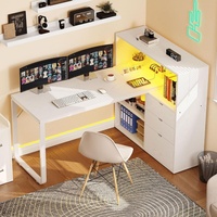 Bureaux d'angle en L avec étagères intégrées pour le commerce transfrontalier, bureaux informatiques et de bureau à domicile