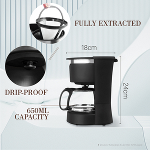 Cafetera de 0.65L, 2-6 Tazas, Programable, con Botón de Encendido, Doble Calentamiento, Ecológica, de Plástico, para Uso Doméstico y Hotelero - Product Image 4