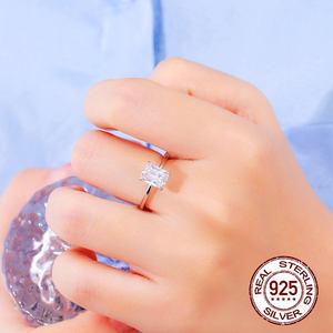 Anillos de Compromiso de Plata de Ley 925 con Circonita Cúbica Cuadrada Brillante, Diseño de Anillos de Promesa para Mujer, Accesorios de Joyería Nupcial - Product Image 2