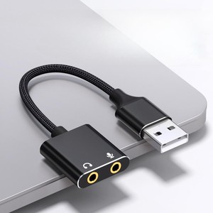 Adaptateur de <span class=keywords><strong>carte</strong></span> son USB avec câble de convertisseur audio 3.5mm répartiteur AUX externe pour PC portable et <span class=keywords><strong>PS4</strong></span> veste en PVC noir et <span class=keywords><strong>argent</strong></span> - Product Image 4