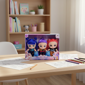 Poupée miniature Chibi de 18 cm (7 pouces) avec des yeux 5D, groupe de chasse aux sorcières K POP, équipée d'armes, <span class=keywords><strong>figurine</strong></span> de jouet tigre bleu - Product Image 1