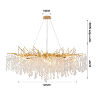 Lustre moderne en cristal K9 de luxe PM Gold, forme de grappe, avec branches en aluminium, pour restaurant et salon