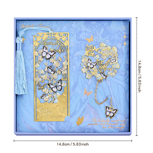 2 buah bunga berongga & kupu-kupu logam bookmark Set elegan rumbai bookmark ukuran besar buku Mark hadiah sempurna untuk pecinta buku - Product Image 6