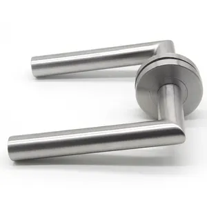 Stainless Steel Zinc Aluminum Alloy Entry Uchwyt Bathroom Double Sided Lever Type Door Lock Handle With Knob Rosette