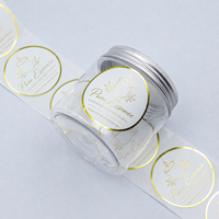 Label Lilin Bulat Berlapis Emas, Stiker Perekat Putih Cetak Logo Kustom untuk Segel Kemasan Lilin Aroma Buatan Tangan