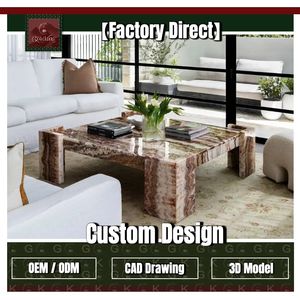 Roter Drachenjade-Marmor Couchtisch für Wohnzimmer Outdoor Maßgefertigter Polierter Naturstein Modernes Geometrisches Design - Product Image 1