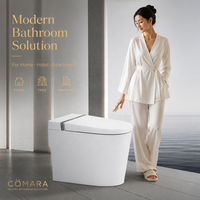 WC intelligent haut de gamme monobloc en céramique avec réservoir encastré, chasse automatique à siphon 3/6L, bidet intégré, sortie au sol et télécommande