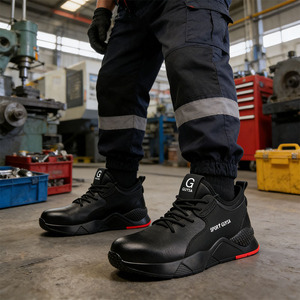 Men's Black Leather Safety Footwear Steel Toe Puncture-Resistant Anti-Impact Anti Slip <strong>Waterproof</strong> Outdoor Construction <strong>Work</strong> - Product Image 4