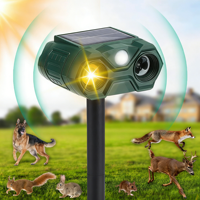 Alarme ultrasonique solaire écologique 5 modes détecteur de mouvement extérieur bruit fort répulsif pour oiseaux chiens chats animaux sauvages