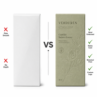 Boîte d'échantillons de sérum botanique personnalisé, vert sauge mat, art floral camélia gaufré, carton de soins de la peau de marque Serif, OEM