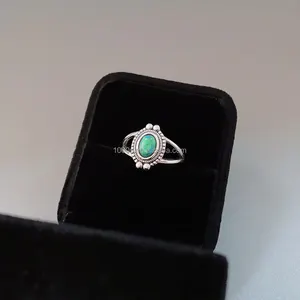 1000S 925 perak murni cincin pirus Retro trendi klasik kustom grosir wanita pesta cincin pabrik penjualan langsung perdagangan A