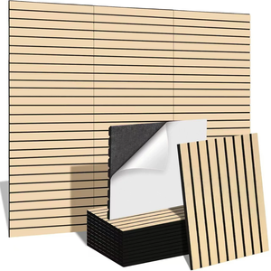 Panel Acústico <span class=keywords><strong>de</strong></span> Fibra <span class=keywords><strong>de</strong></span> Poliéster con Rejilla <span class=keywords><strong>de</strong></span> <span class=keywords><strong>Madera</strong></span>, Panel Decorativo <span class=keywords><strong>de</strong></span> <span class=keywords><strong>Madera</strong></span> Tecnológica, Panel Autoadhesivo Insonorizante para Pared - Product Image 1