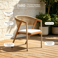 Chaise longue d'extérieur à dossier rond, structure en aluminium, assise en rotin imitation bois, coussin en PE, imperméable, pour patio