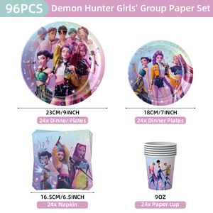 Ensemble de fête pour filles « Chasseuses de sorcières » comprenant des assiettes, des serviettes et des nappes pour une fête sur le thème de la musique - Product Image 3