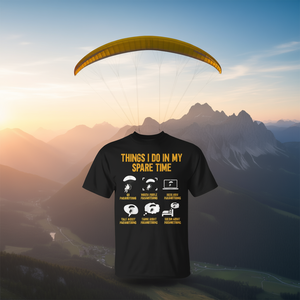 Paramotoring Powered Paraglider PPG Paramotor T-Shirt Adulte Unisexe Noir 100% Coton Vêtement décontracté - Product Image 3
