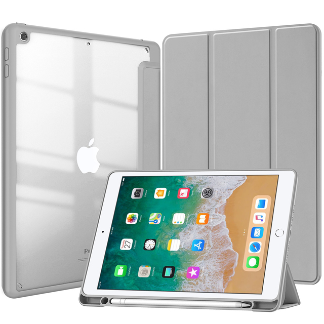 Clear iPad Case with Built in Pen Holder for iPad 5th 6th Gen Air 1 2 9.7 Inch Protective Tablet Covers