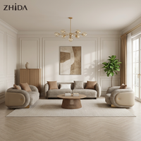 Ensemble de canapés modulaires incurvés en tissu moderne 1+2+3 avec base dorée et coussins moelleux pour salon, appartement, salle de sport, sous-sol