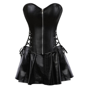 Corsé de cuero para mujer OEM ODM, estilo streetwear, hecho con material de alta calidad, vestido corsé de cuero con cremallera y diseño de cordones. - Product Image 1