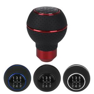 Car Gear <b>Shift</b> <b>Knob</b> 5-Speed Leather Aluminum Round Ergonomic For Manual Transmission Vehicles - Product Image 5