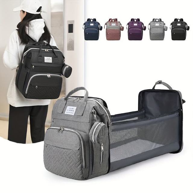 2026 New Large Capacity Portable Polyester Plaid Mommy Backpack USB Port Multi-functional Diaper Bag Custom Logo PEM Brand