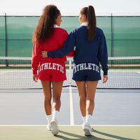 Ensemble Athleisure Tennis Personnalisé Femme : Pull et Short à Cordon de Serrage Effet Dauphin Assorti – Fabrication OEM