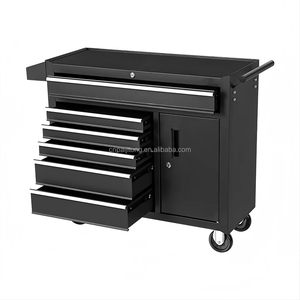 Chariot à outils noir atelier métal roulant établi <span class=keywords><strong>Garage</strong></span> armoire à outils boîte avec roues stockage outil coffre chariot - Product Image 5
