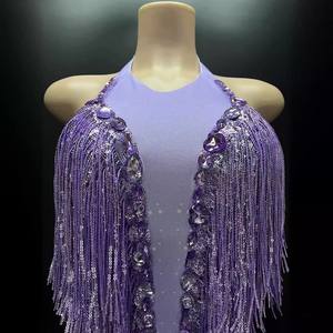 Productos más vendidos borla vestido de baile latino niñas Tanga sexy mujeres mono sin mangas para club nocturno - Product Image 3