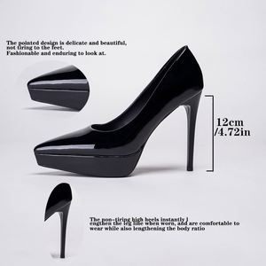12cm Nude Sexy High Heel Stiletto Pointed Toe Patent Leather Single Shoes Woman Party Catwalk Platform Ladies <b>Pumps</b> 2026 - Product Image 6