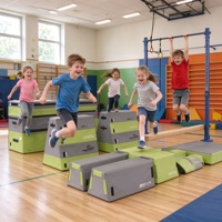 Ensemble de parcours d'obstacles Ninja Warrior pour enfants, 117 pièces, avec boîte de gymnastique, barre d'équilibre et barre de traction