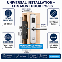 Cerradura de Puerta de Hotel RFID Impermeable para Puertas de Madera con Software de Gestión PRND y Tarjetas de Acceso Anti-Robo