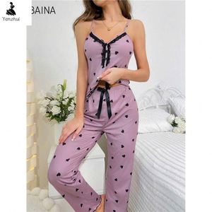 Yanzhui 2026 Pigiama Casual <span class=keywords><strong>da</strong></span> Casa, Nuovo Set 2 Pezzi Stampato per Ragazze e Donne - Product Image 3