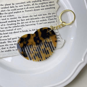 <span class=keywords><strong>Porte</strong></span>-clés mini peigne cœur Liwu avec texture et brosse à cheveux en acétate, accessoire portable pour sac - Product Image 6