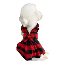 Vente en gros de jupes classiques à carreaux imprimées toutes saisons, design princesse, bleu, marron, noir, accessoires pour chiens et chats, polyester écologique