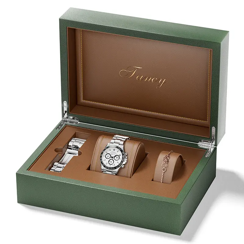 Высококачественная коробка для часов из искусственной кожи, квадратная деревянная Подарочная коробка для часов для мужчин, бизнес-подарок