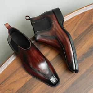 Botas de Tobillo para Hombre, Primavera-Otoño, Parte Superior de Cuero Genuino con Estampado de Leopardo, Suela de Goma, Impermeables, para Trabajo - Product Image 3